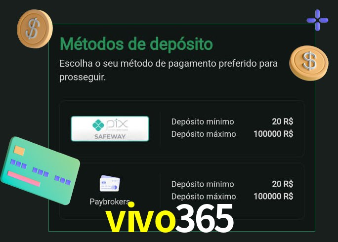 O cassino vivo365 oferece uma grande variedade de métodos de pagamento